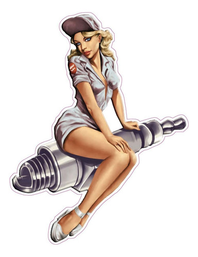 La Calcomanía Pin Up Girl De Bujía Es De 5 Pulgadas De Tamañ