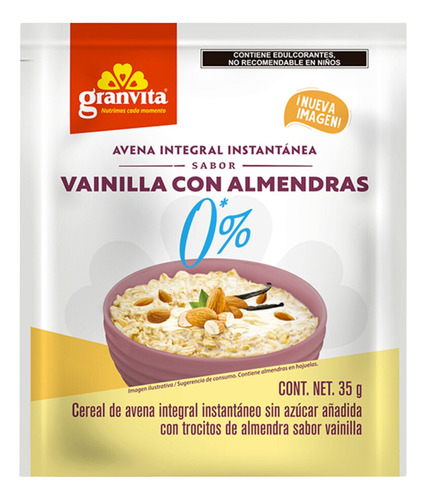 5 Pzs Granvita Avena Instantanea Vainilla Almendra 0% Azucar