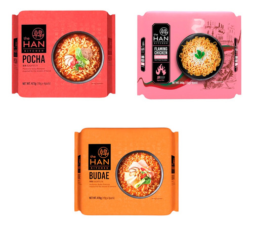 Ramen Coreano 3 Multibolsas Mixtas The Han Kitchen 468g C/u