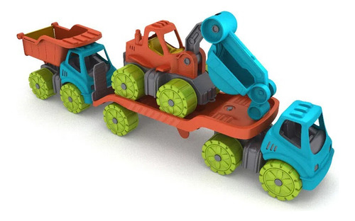 Set De 3 Camiones Duravit Volcador Excavadora Y Camion Playo Color Variado Personaje Camion