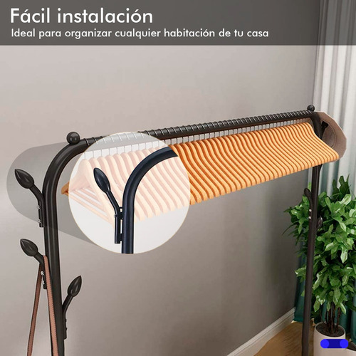 Perchero Rack Armable Ropa Organizador Closet Hogar Ganchos Color Negro