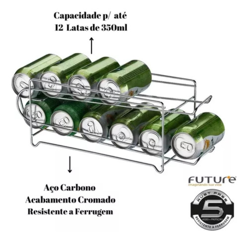 Suporte Organizador De Latas 350 Ml Future Até 12 Latas Cor Cinza