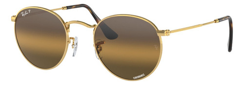 Gafas De Sol Polarizados Ray-ban Round Metal Round Metal L, Color Dorado Con Marco De Metal, Lente De Cristal Polarizado - Rb3447