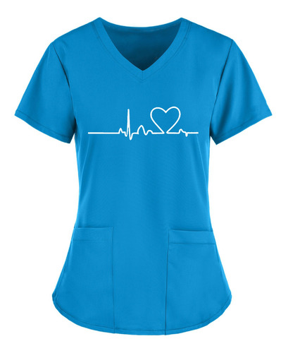 Imagen 1 de 6 de A Women Tops C050 Manga Corta Con Cuello En V Uniforme De Tr