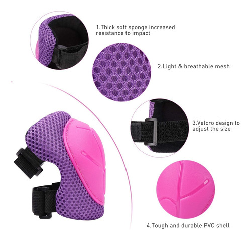 Rodilleras Y Coderas De Seguridad Kuyou Para Niños, Morado O