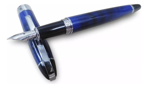 Pluma Conklin Victory Royal Blue Lacquer Trazo Broad Tinta Azul Y Negro