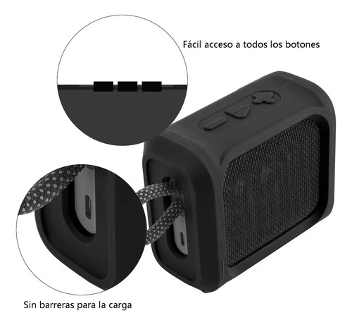 Funda De Silicona Para Altavoz Para Jbl Go 3 Con Correa Negro