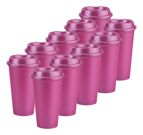 90 Vasos Reusables Para Cafe Tipo Star 16 Oz Bebida Caliente Rosa Metalico