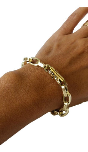 Pulseira Baguete 20 Gramas 9mm Ouro 18k 750 Comprimento 21 Cm
