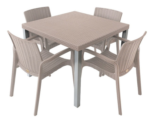 Comedor Moderno 4 Sillas Tipo Rattan Para Interior/exterior