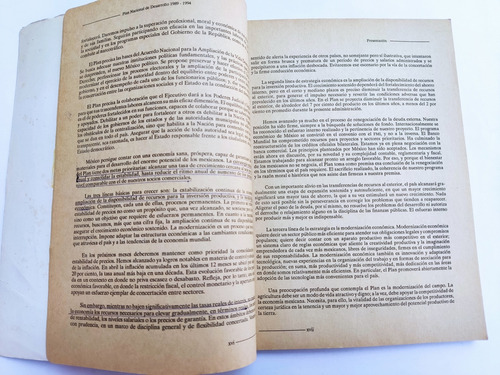 Libro Plan Nacional De Desarrollo, 1989-1994 167b9 (Usado)