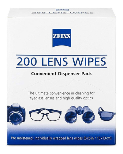 Zeiss  - Toallitas Humedecidas Limpia Lentes (200 Unidades)