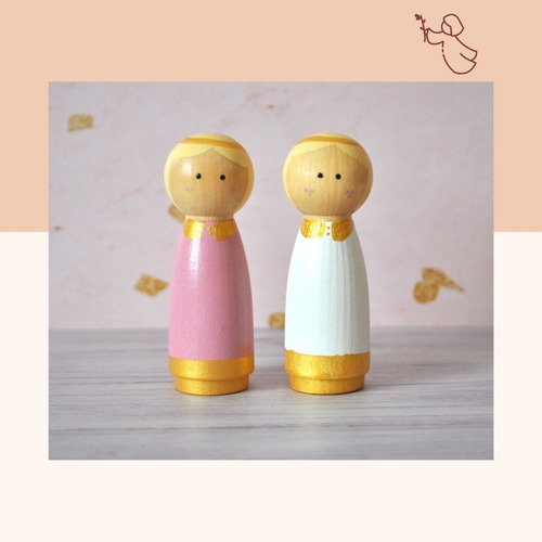Muñecos Madera Peg Dolls -angel- Bautismo - Comunión