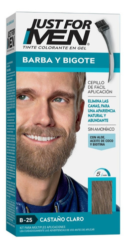 Just For Men Tintura En Gel Para Barba Y Bigote Cubre Canas Tono Castaño Claro