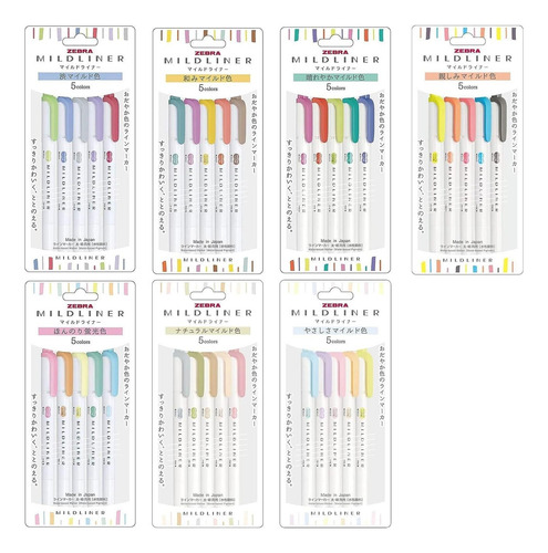 Marcadores Zebra Mildliner, Paquete De 7