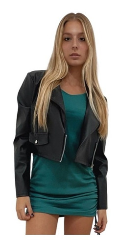 Chaqueta Jacket De Ecocuero Corta Tendencia