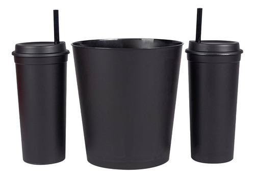 Imagem 4 de 4 de Kit Almofada Porta Pipoca Relax Com Balde E 2 Copos Canudo