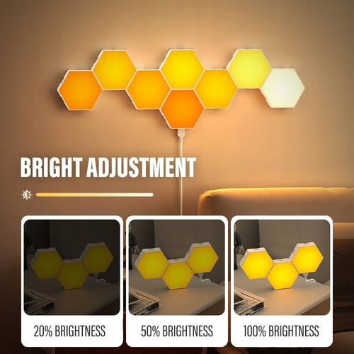 Luz De Parede Interna Hexagonal Led Bluetooth 3x Rgb