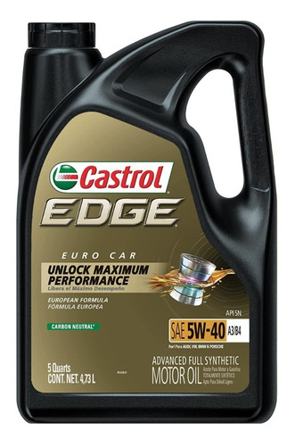 Aceite Sintetico Edge 5w-40us 5qt Castrol