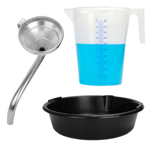 Bacia Bandeja Troca De Óleo 6l C/ Jarra Medida 5l + Funil