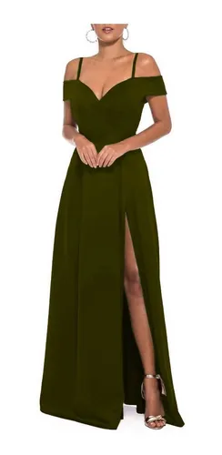 Vestido Festa Longo Verde Escuro Ideal Madrinha MercadoLivre