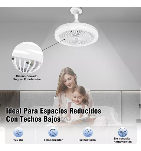 Moreka® Ventiladores Silencioso Control Remoto Led Lámpara