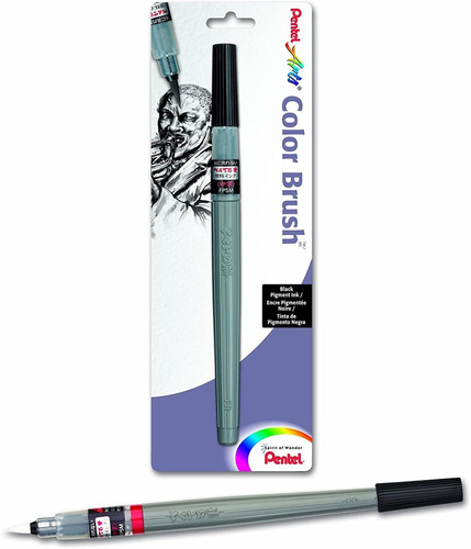 Pentel Artes Pincel Con Tinta De Pigmento De Tinta, Punta Me