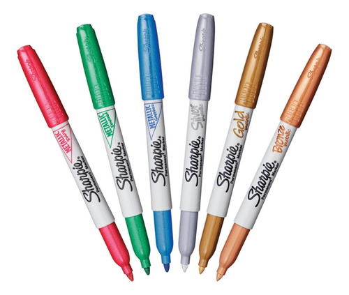 Imagen 3 de 6 de Marcador Sharpie Permanente Metallic X 6 Colores Metalizados