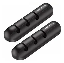 Comprar Organizador de Cables Adhesivo Vention - Para 3 Cables con Pegamento 3M - Desktop Cable Manager Negro de Silicona - Tres Slots \u002F Puertos - Para Escritorio Pc Audio Bandeja - Pack 2 unidades - KBTB0-2