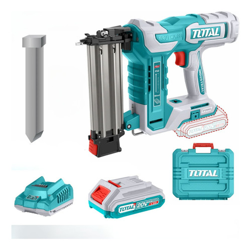 Clavadora 20v Brushless + 1000 Clavos + 2 Accesorios Total