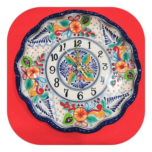 Imagen 1 de 2 de Reloj De Talavera Poblana 30 Cm Redondo Color Mexico  