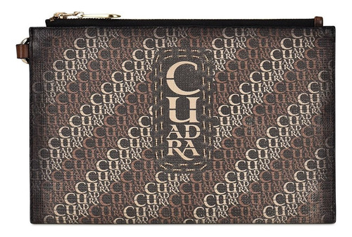 Cartera Cuadra De Sobre En Piel Genuina Bd223rs Color Hueso/cafe