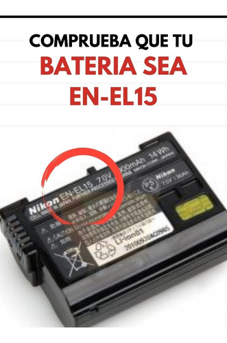 Imagen 2 de 2 de Cargador Enel15 Compatible Nikon D7000 D7100 D7200 D7500
