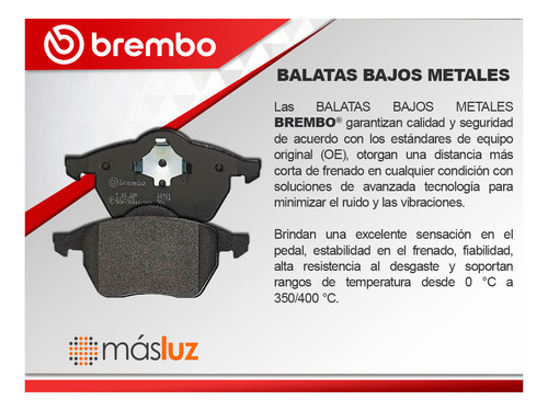 Balatas Bajos Metales Del Bmw X5 L6 3.0l 11/16 Brembo