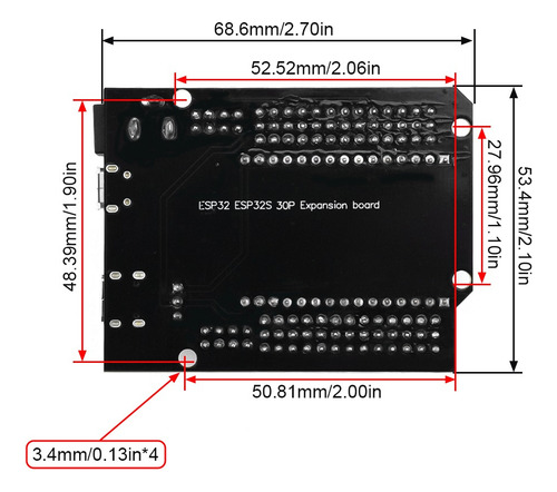 Base Shield Para Esp32 Placa Expansión 30 Pines Usb 3.3v 5v