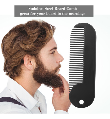Peine De Acero Inoxidable Con Bolsillo Para Barba Y Bigote
