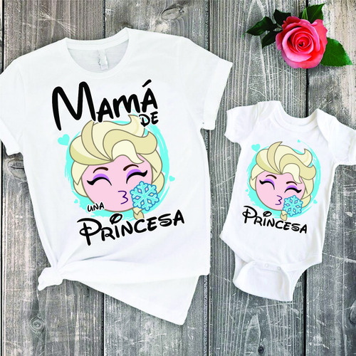 Pack Polera Mamá E Hija Princesa Elsa Grafimax