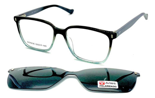 Óculos De Sol Com Armação De Grau Clip On 2 Em 1 Unissex