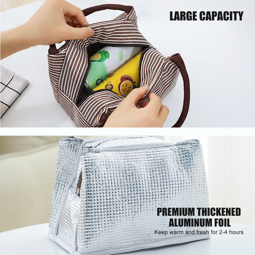 Bolsa De Mano Aislante A Rayas Para Mujer, Tamaño Grande, Re