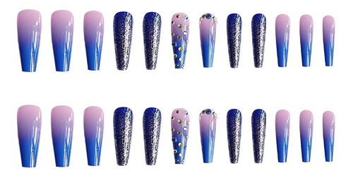 Press On Nails Desmontable Star River Rhinestone 24 Kit Uñas