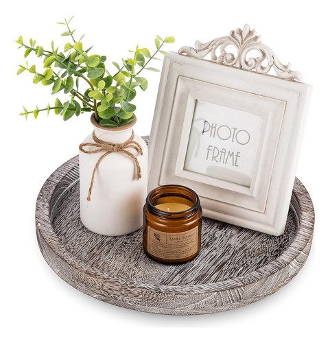 Hanobe Bandeja De Velas Redondas De Madera: Rustico Candelab