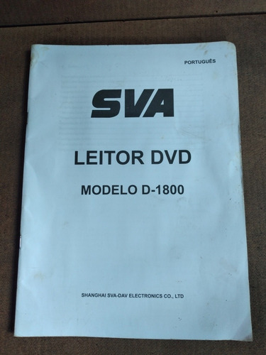 Manual De Instruções Dvd Player Sva Modelo D-1800