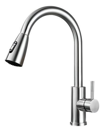 Canilla Monocomando Extensible Cocina Acero Inox Mate Color Gris Claro