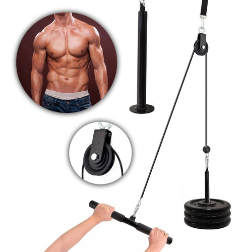 Polea Alta Gimnasio Soporte + Cable + Barra Gym Colgar Gmp