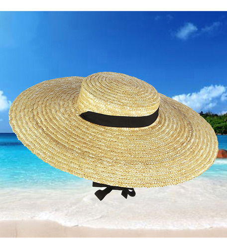Sombrero Largo Con Cinta En Forma De S Para Mujer, Ala Ancha