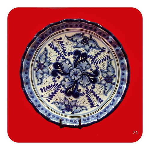 Imagen 3 de 10 de Los Más Vendidos!!! Plato De Talavera Poblana Azul 25 Cm Plt