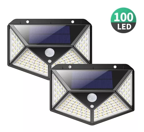 Pack X2 Lampara Solar Led Luz Sensor Exterior Jardin 100 Led