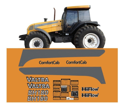 Kit Adesivo Compatível Trator Valtra Bh 180 Hiflow