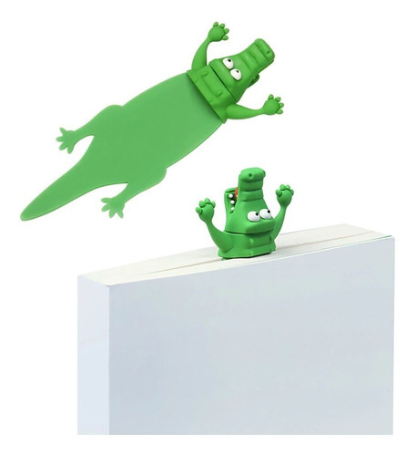 Marcador de libros de dibujos animados de animales en 3D en color cocodrilo