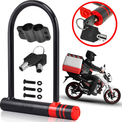 Trava Tranca Cadeado U-lock Aço Antifurto Bicicleta Moto 